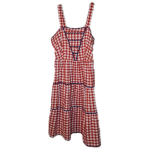 Red Gingham Tiered Mid Dress